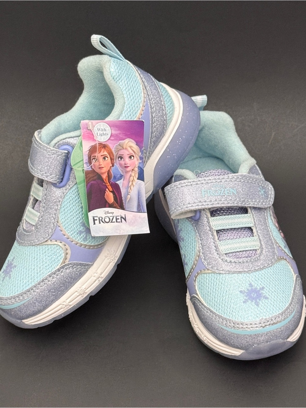 Disney Frozen Light Blue and Silver Girls' Light-Up Sneakers